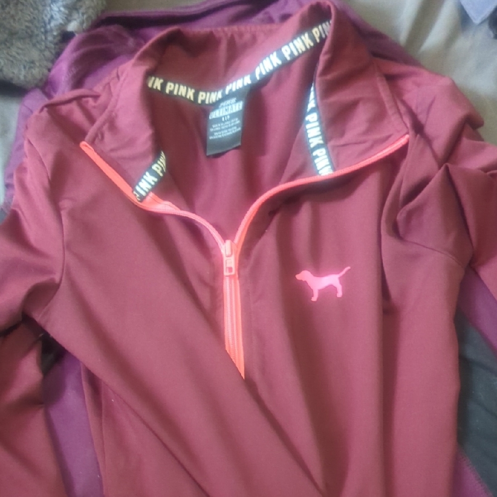 PINK Victoria's Secret Maroon Pullover with Black Accents